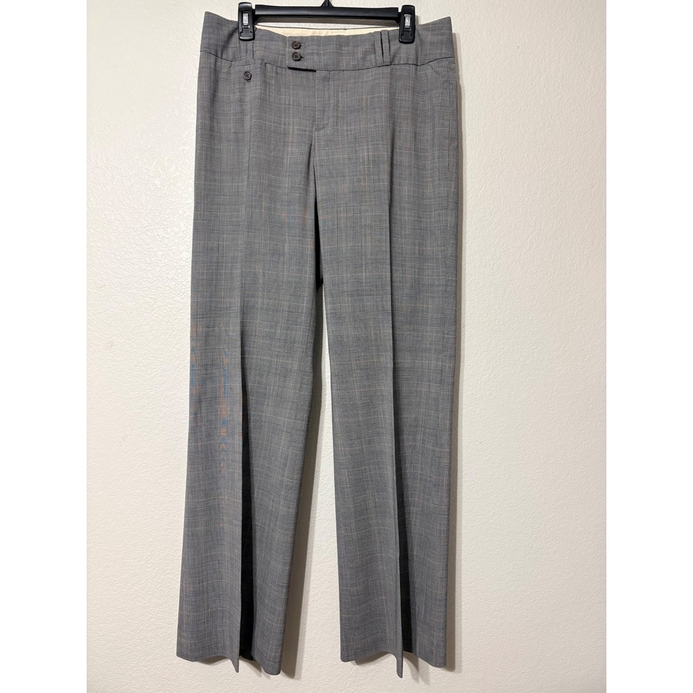 Banana Republic Jackson Fit Gray Plaid Wool Blend Dress Pants Womens 8L Stretch